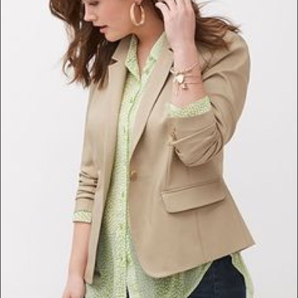 Lane Bryant Blazer Jacket tan one button fitted